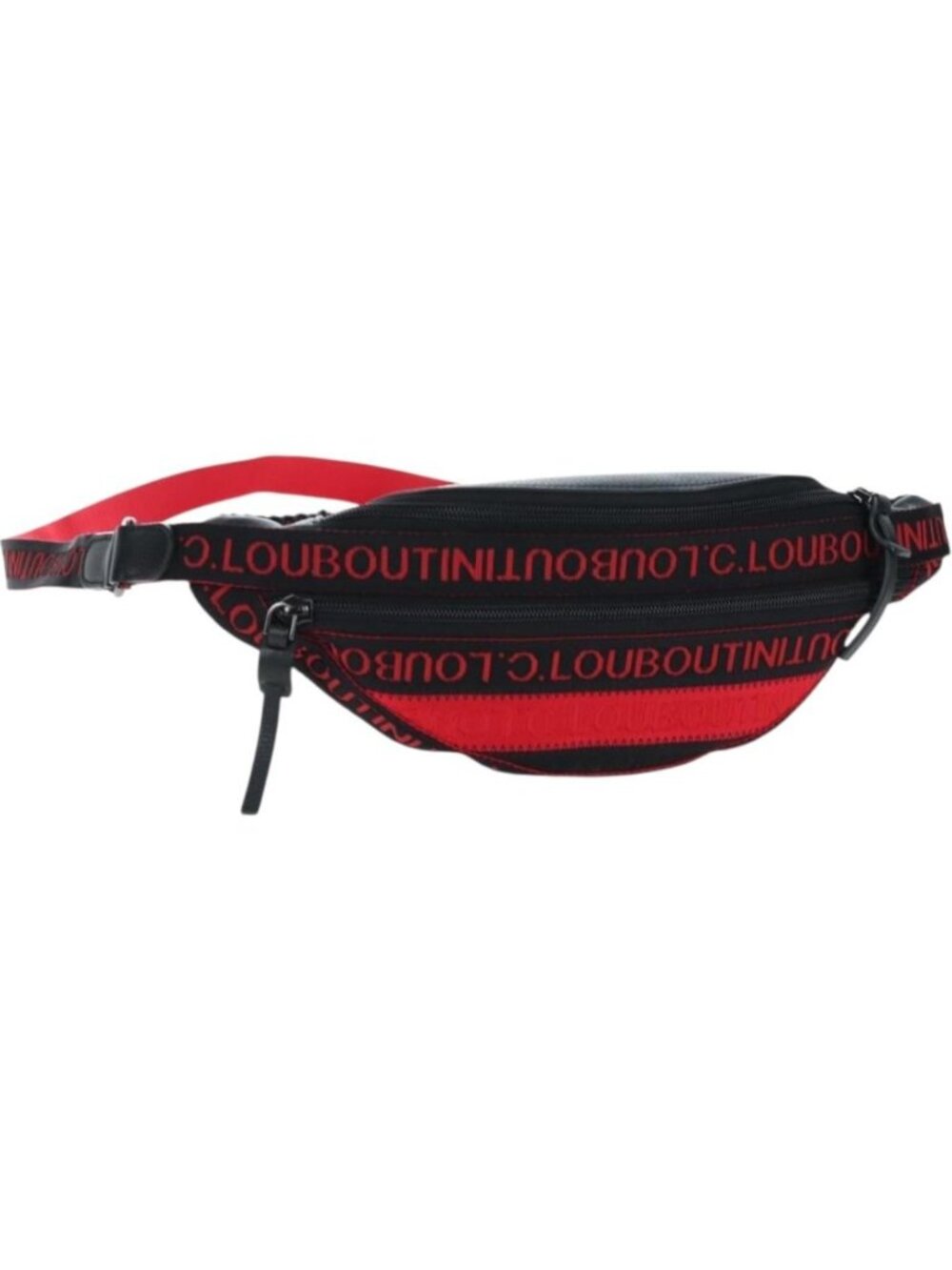 Christian Louboutin Waist Bag Canvas Black Silver